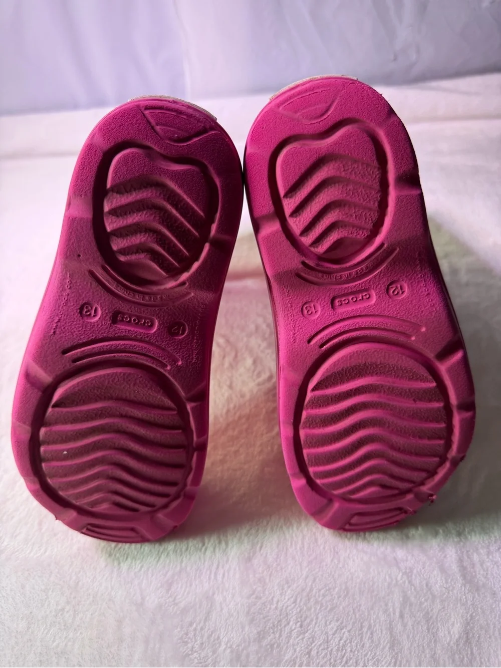 CROCS Kids Pink Rain Boot with White Trim